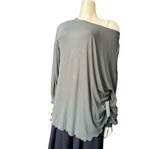 NEW $78 Free People BOHO Soft Green Long Sleeve Loose Tunic Top Women's Small M